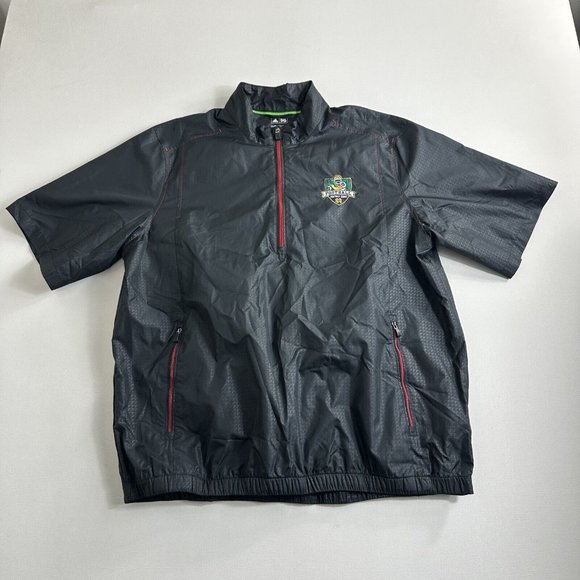 Adidas Windbreaker Mens Size Large Pullover Black Notre Dame ClimaProof 1/4‎ Zip - Picture 1 of 10